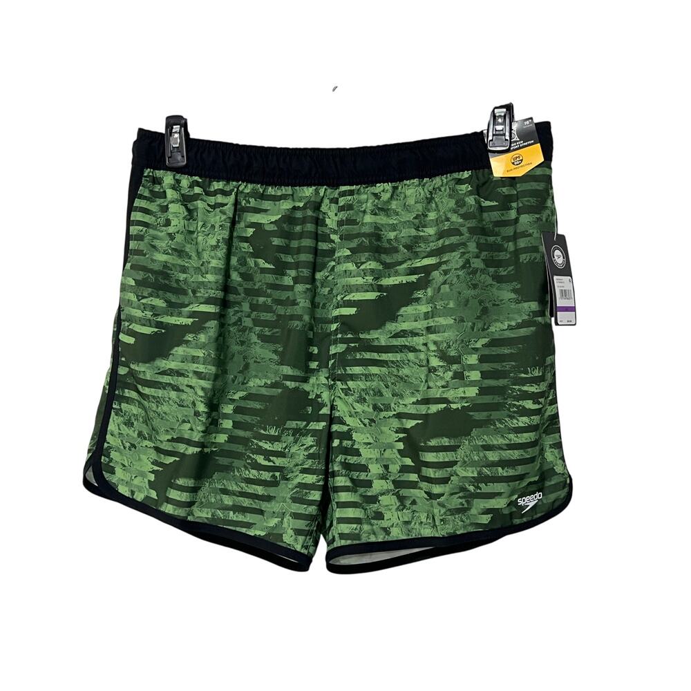 SPEEDO Board Shorts Men XXLarge Green UPF50+ Comfort Stretch Mesh Lining NWT